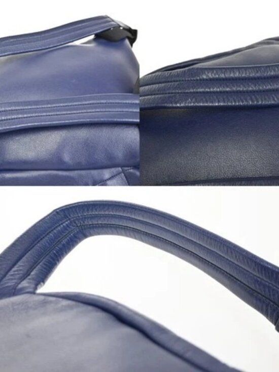 BALENCIAGA Logo Everyday Backpack Adjustable Strap Leather Blue Italy 12ZA253 main image 5